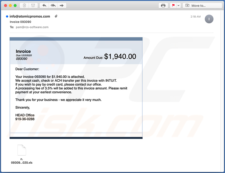 Ancora un'altra e-mail di spam a tema fattura utilizzata per diffondere un documento MS Excel dannoso che inietta malware Dridex nel sistema