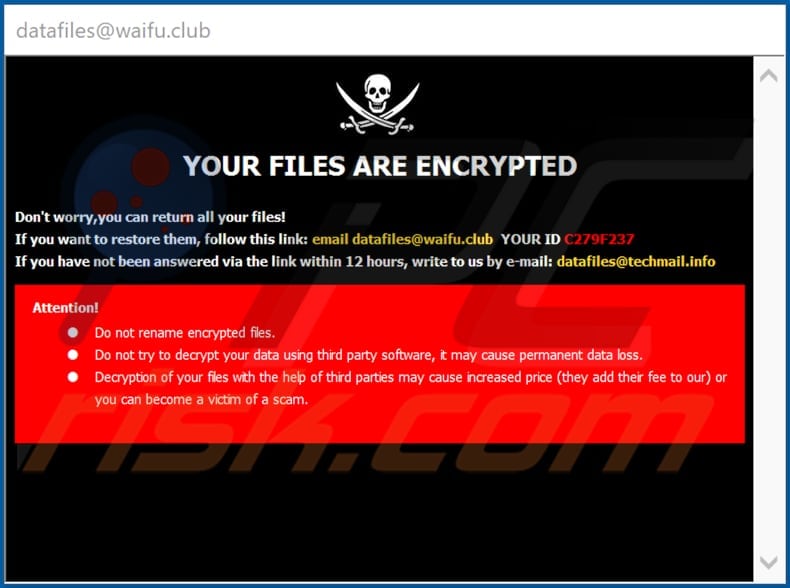 .lock decrypt Screenshot di un messaggio che incoraggia gli utenti a pagare un riscatto per decrittografare i propri dati compromessi (pop-up window)