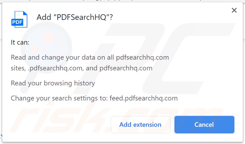 Il dirottatore del browser PDFSearchHQ richiede varie autorizzazioni