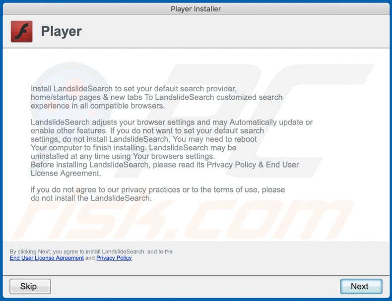 programma di installazione falso utilizzato per distribuire adware publicfraction