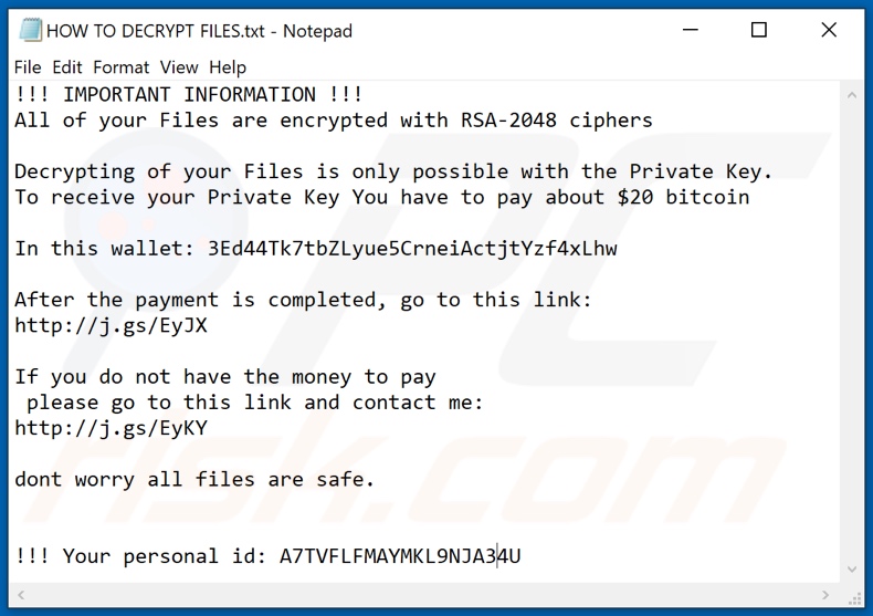 Snopy istruzioni di decrittografa  (HOW TO DECRYPT FILES.txt)