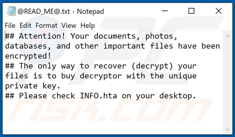 Ufo ransomware, file di testo (@READ_ME@.txt)