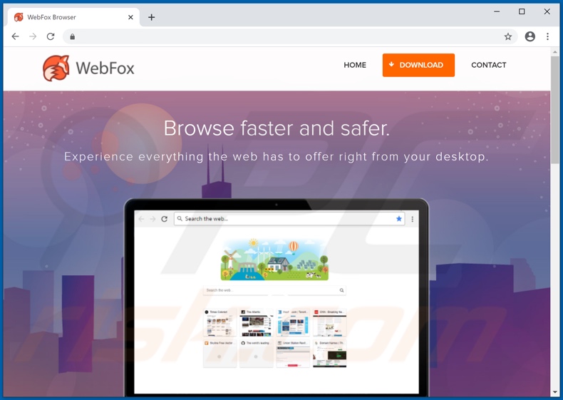 Sito web utilizzato per promuovere WebFox PUA