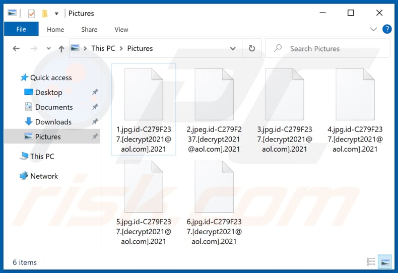 File crittografati da 2021 ransomware (estensione .2021)