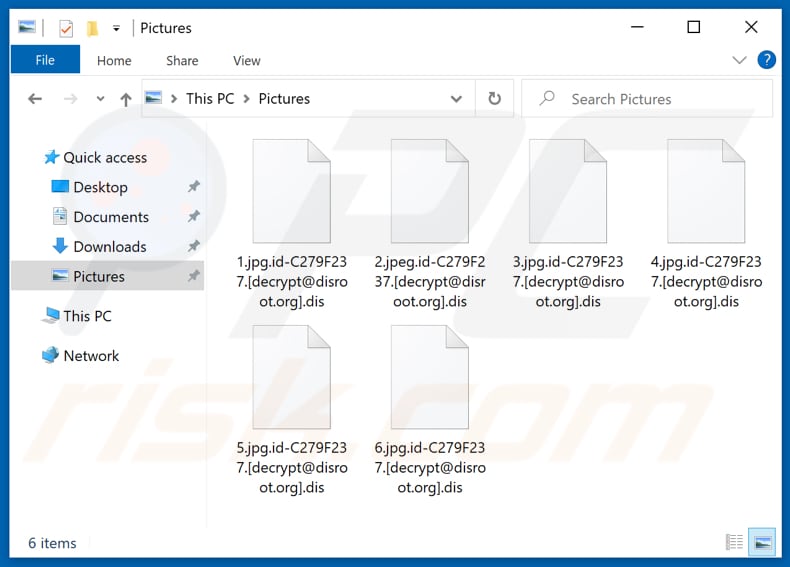 File crittografati da Dis ransomware (estensione .dis)
