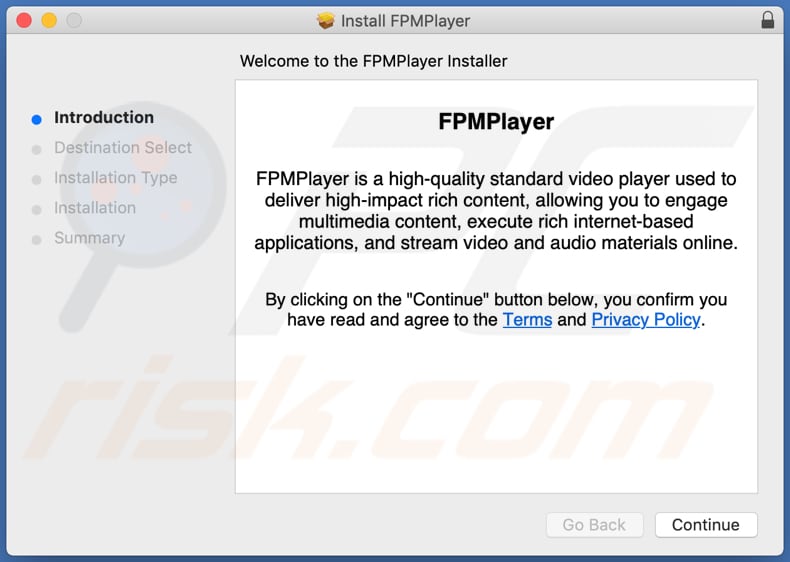 Programma di installazione ingannevole utilizzato per promuovere l'adware FPMPlayer