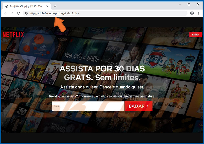 Falso sito web Netflix che diffonde il trojan Grandoreiro