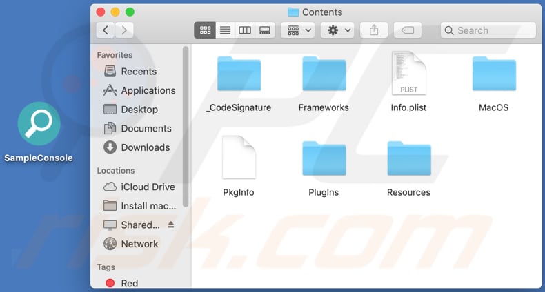 cartella dei contenuti dell'adware sampleconsole