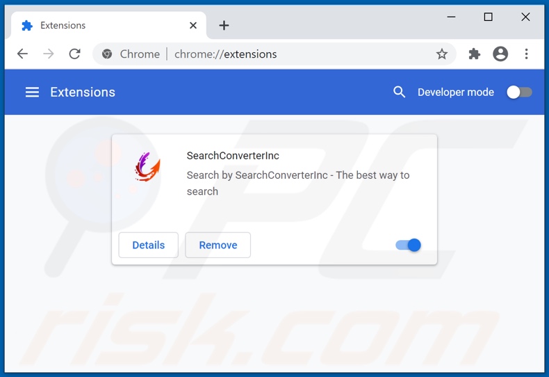 Rimozione delle estensioni di Google Chrome relative a searchconverterinc.com