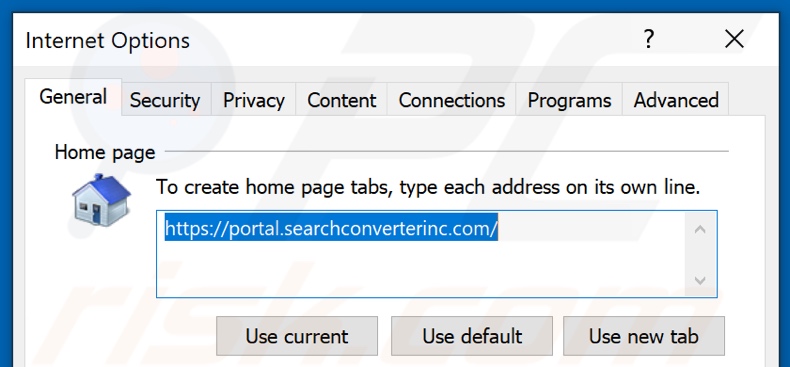 Rimozione di searchconverterinc.com dalla home page di Internet Explorer