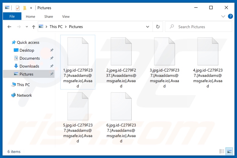 Screenshot dei file criptati da Avaad
