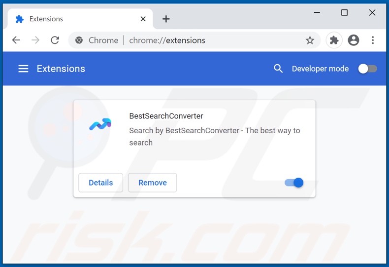 Rimozione delle estensioni di Google Chrome relative a bestsearchconverter.com