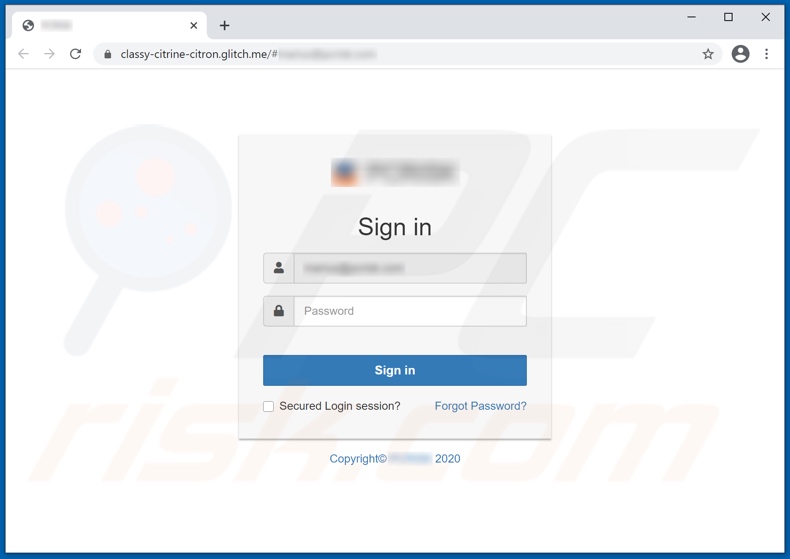 sito web di phishing promosso dalla truffa 