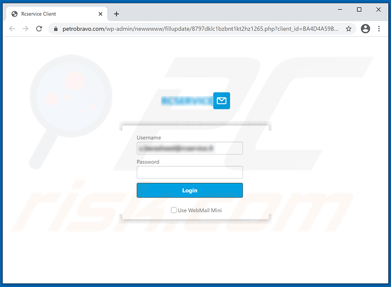 Sito web di phishing promosso tramite credenziali di posta elettronica mirato allo spam