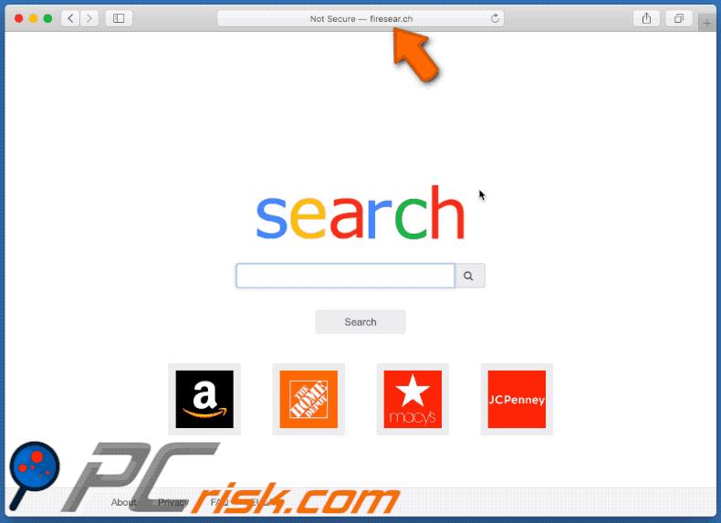 Aspetto del dirottatore del browser Fire Search (GIF)