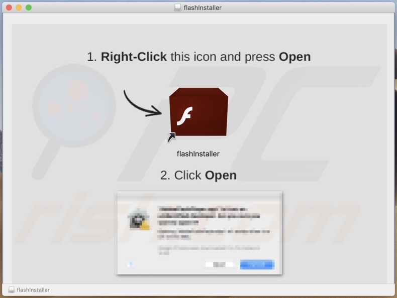 Programma di installazione di applicazioni ingannevoli (falso aggiornamento di Flash Player) che promuove il dirottatore del browser Fire Search
