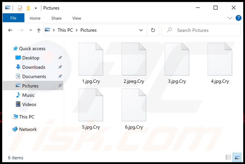 File crittografati dal ransomware NoCry (.Cry extension)
