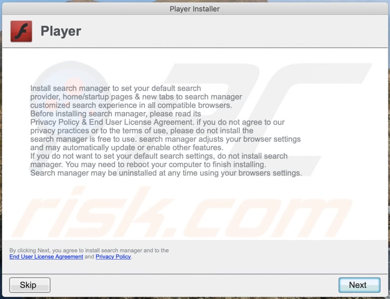 Screenshot dell'installatore malevolo utilizzato per distribuire l'adware OriginalModule (secondo passaggio di installazione):