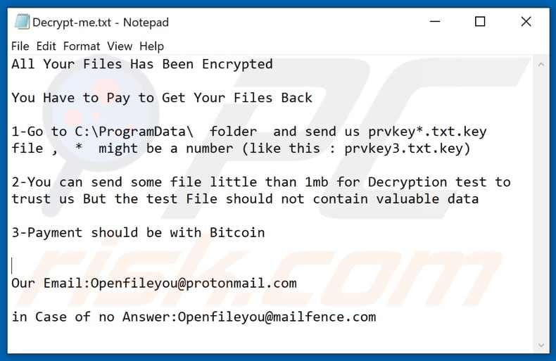 Snoopdogg istruzioni di decriptazione (Decrypt-me.txt)