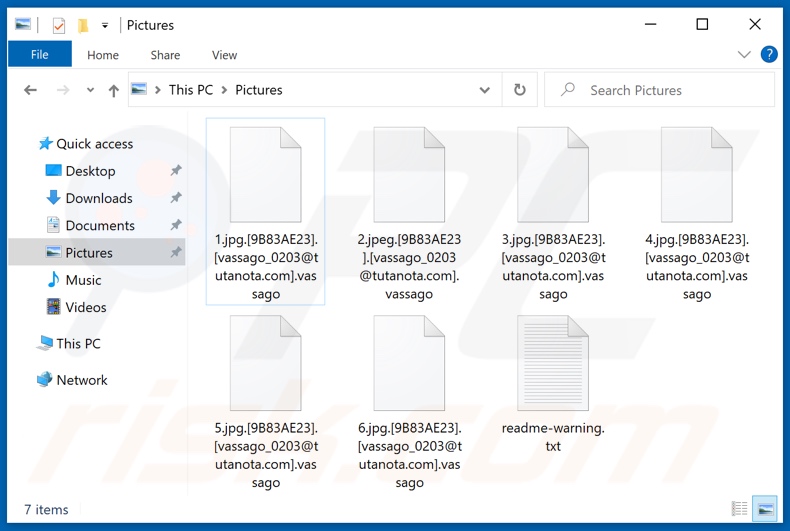 File crittografati da Vassago ransomware (estensione .vassago)