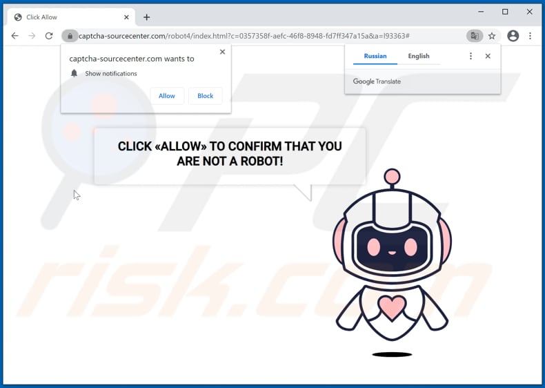 captcha-sourcecenter[.]com pop-up dirottamenti