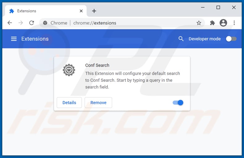 Rimozione delle estensioni di Google Chrome relative a conf-search.com