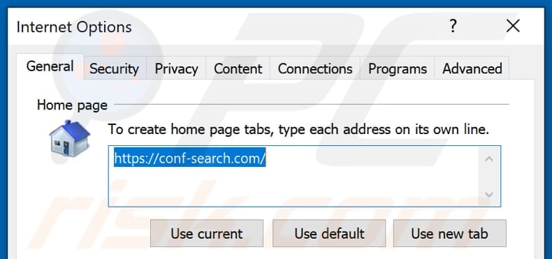 Rimozione di conf-search.com dalla home page di Internet Explorer