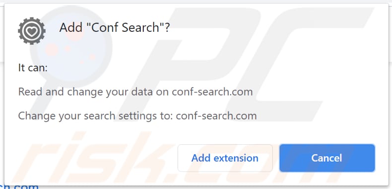 Notifica che indica che Conf Search può leggere e modificare determinati dati: