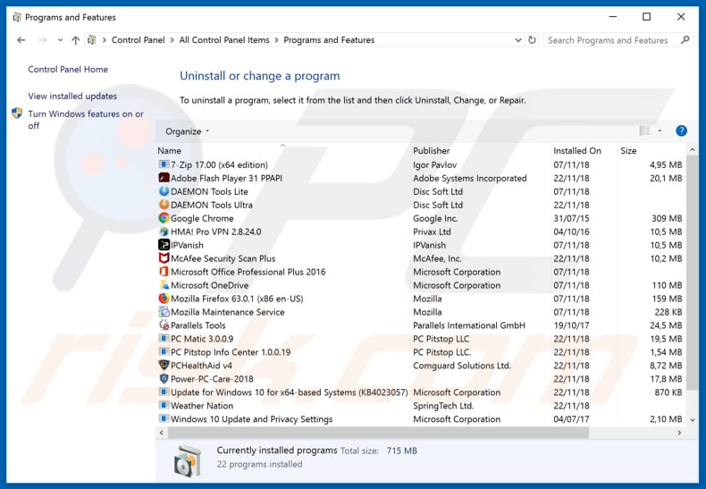 ctcodeinfo.com disinstallazione del dirottatore del browser tramite il pannello di controllo