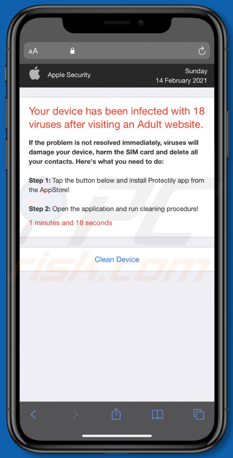 device infected after visiting an adult website pop-up truffa background