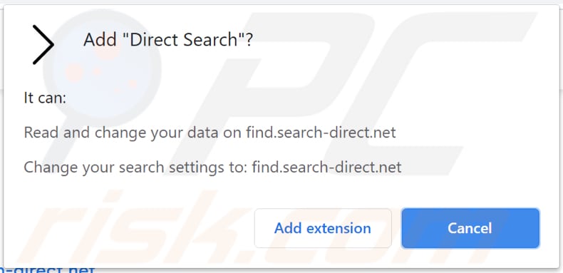 Notifica che indica che Direct Search può leggere e modificare determinati dati