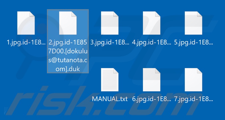 File crittografati da Duk ransomware (estensione .duk)