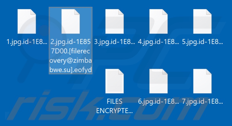 Screenshot dei file criptati da Eofyd
