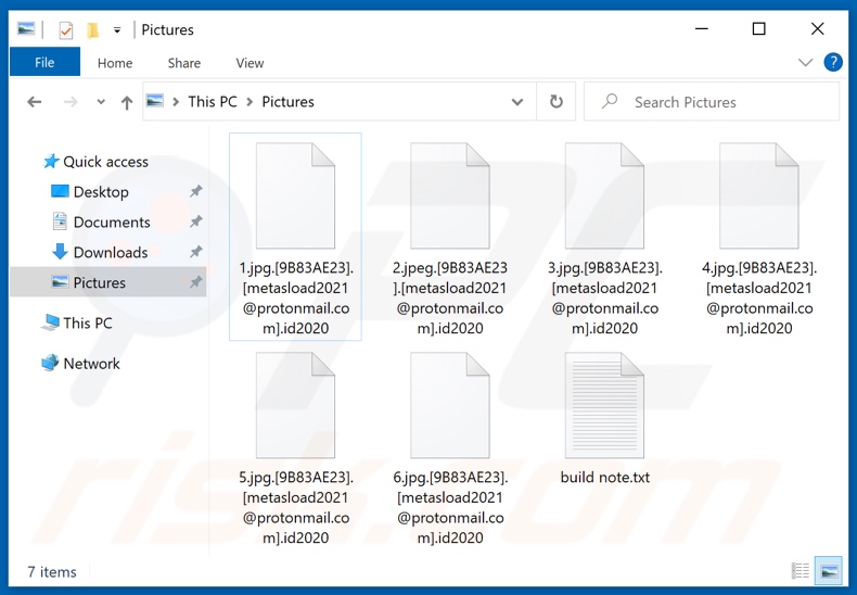 Screenshot dei file crittografati da Id2020 ransomware