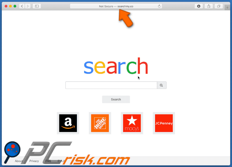 Searchmy.co reindirizza (attraverso flip-search.com) al falso motore di ricerca opti-page.com (GIF)