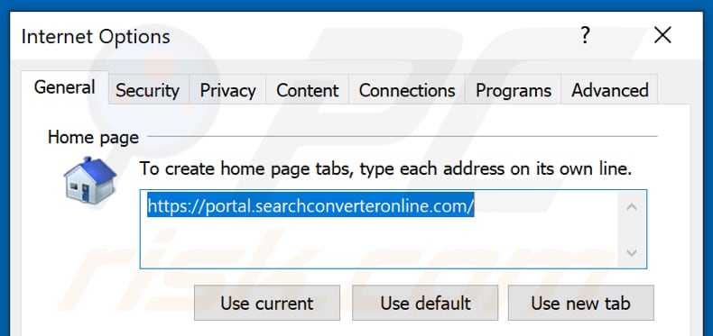 Rimozione di searchconverteronline.com dalla home page di Internet Explorer