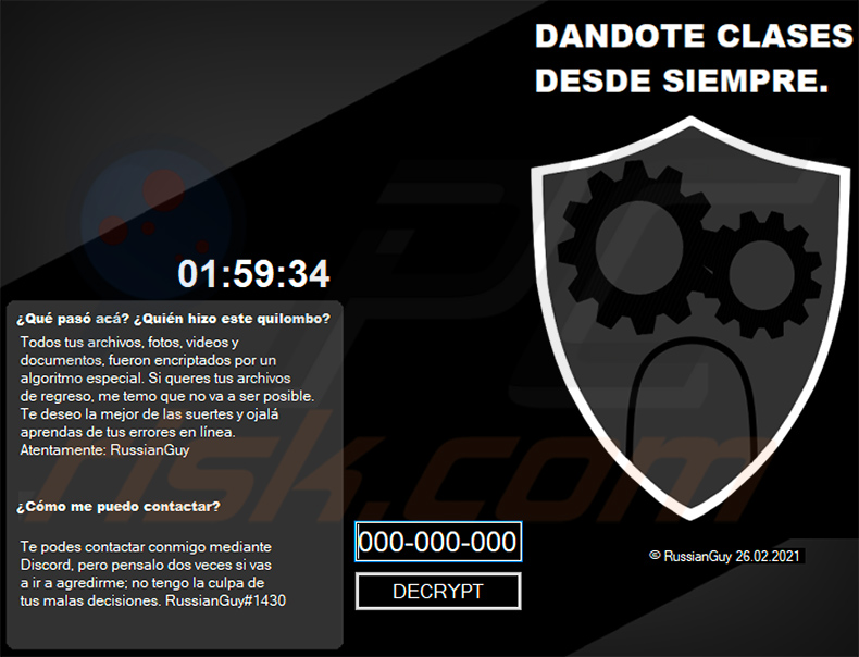 WormLocker ransomware Blocco schermo spagnolo