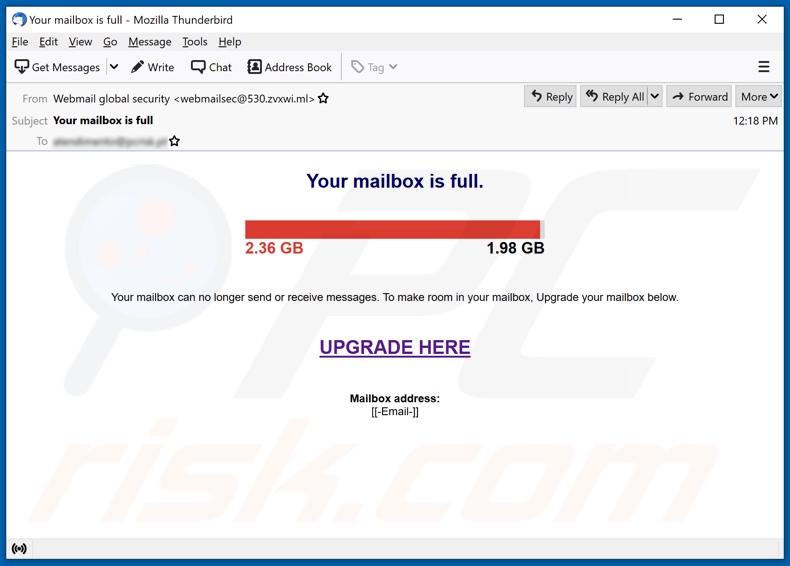 Your mailbox is full campagna di spam via e-mail