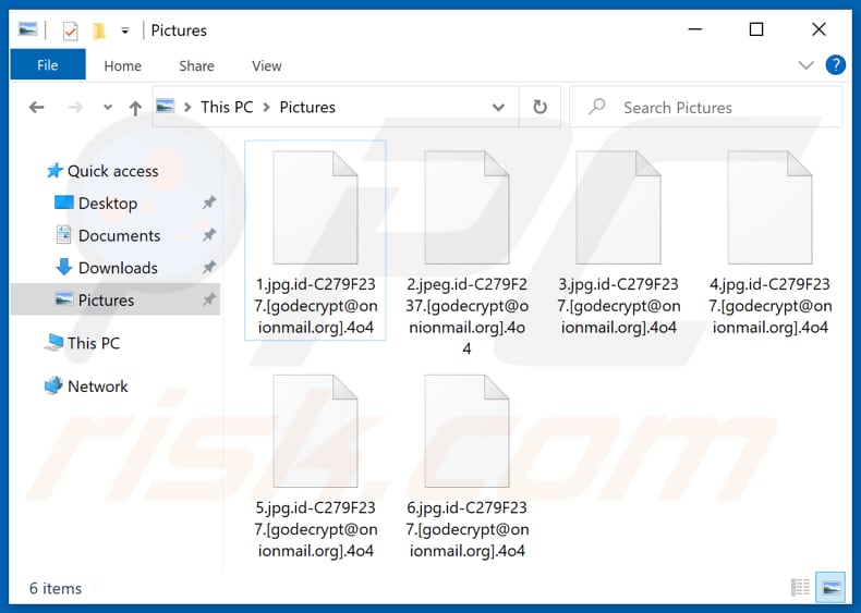 File crittografati da 4o4 ransomware (estensione .4o4)