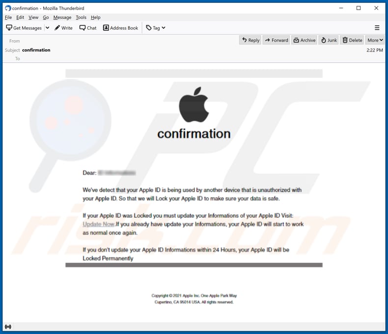 Apple ID email truffa