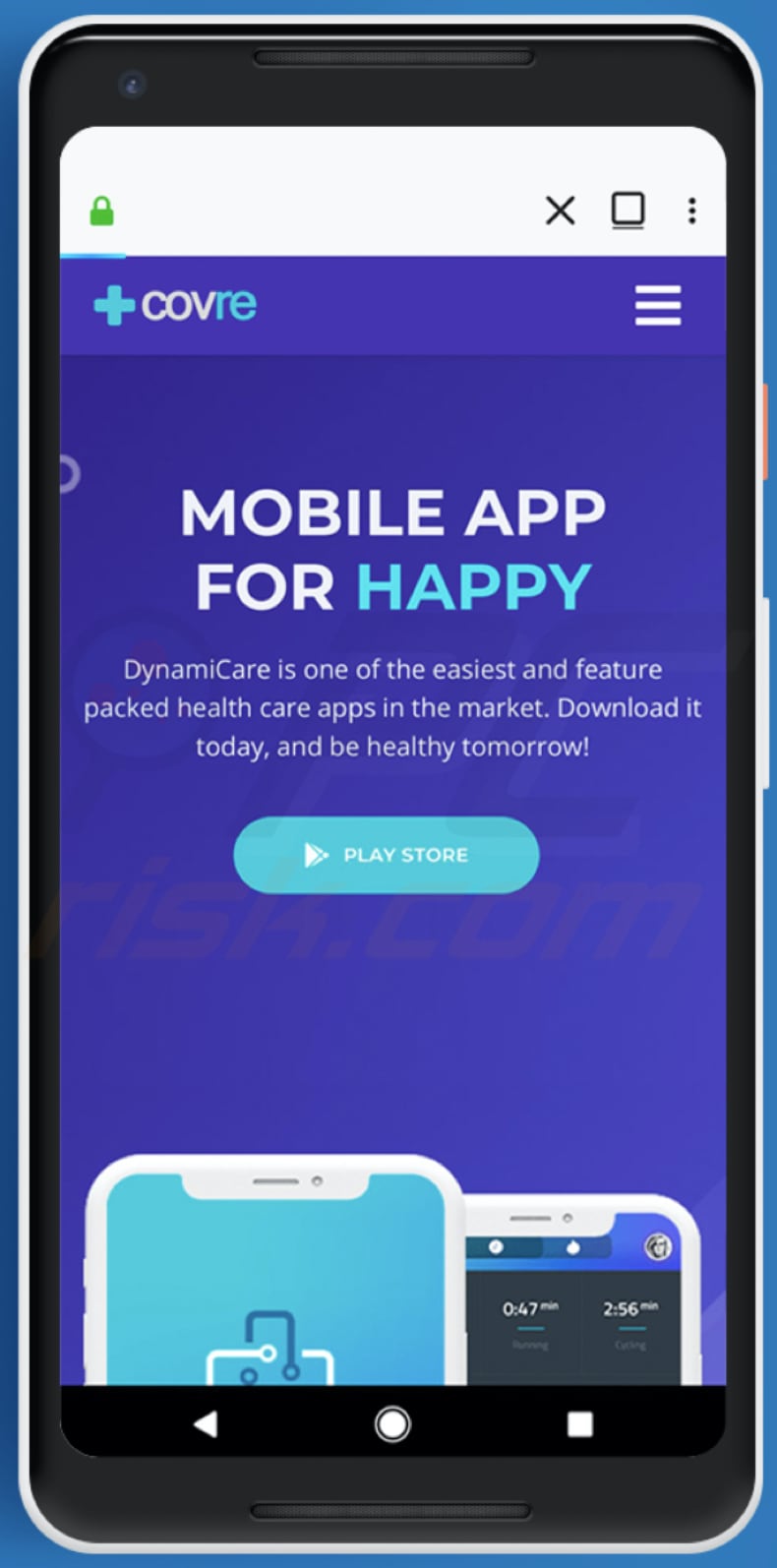Screenshot della pagina di download di un'app DynamiCare falsa utilizzata per distribuire BlackRock