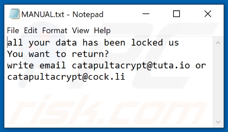File di testo ctpl ransomware (MANUAL.txt)