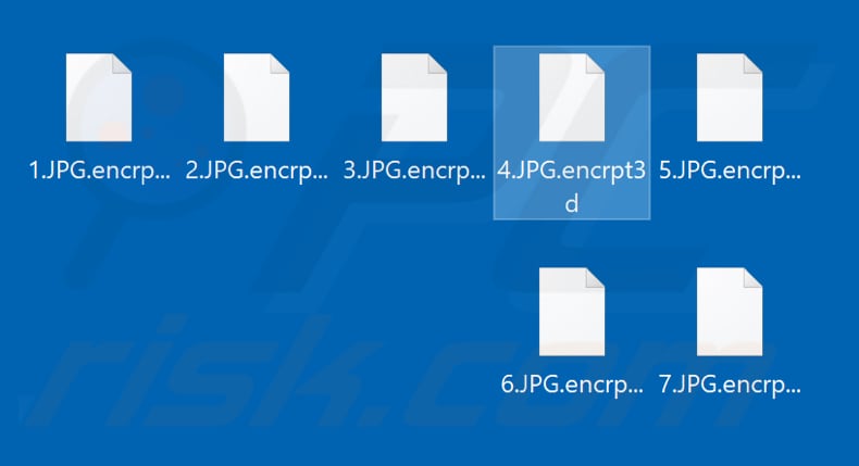 Screenshot dei file criptati da Encrpt3d
