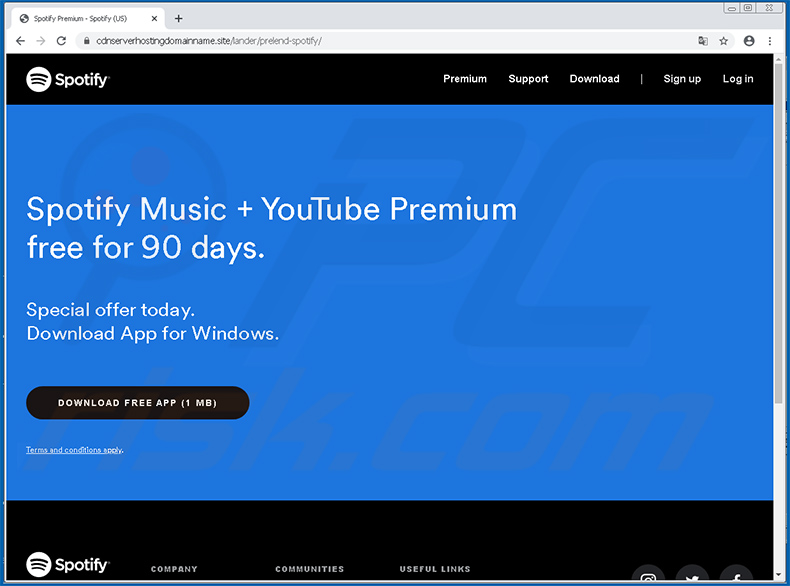 Sito web fasullo di Spotify che diffonde FickerStealer