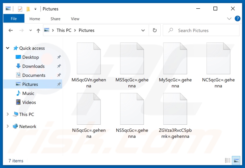 File crittografati da GEHENNA LOCKER (nome file casuale ed estensione 