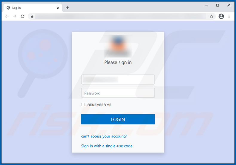 Screenshot del sito web di phishing promosso (2021-04-06)