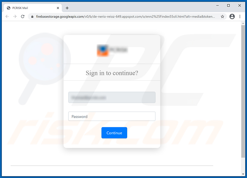 Screenshot del sito Web di phishing promosso tramite questa e-mail di spam