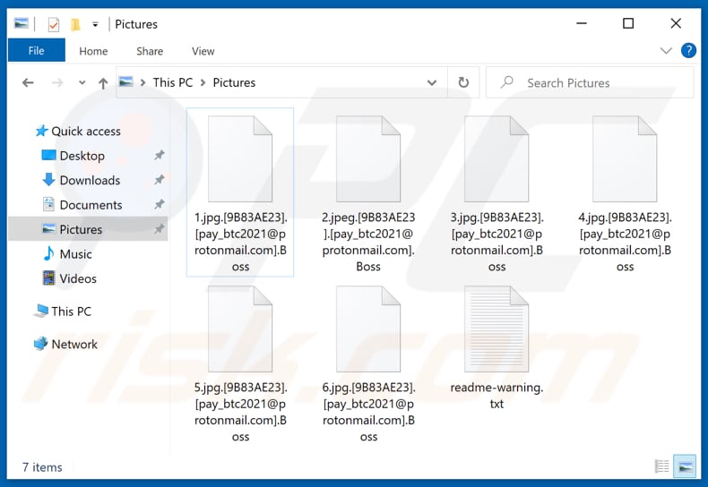 File crittografati dal ransomware Boss (estensione .Boss)
