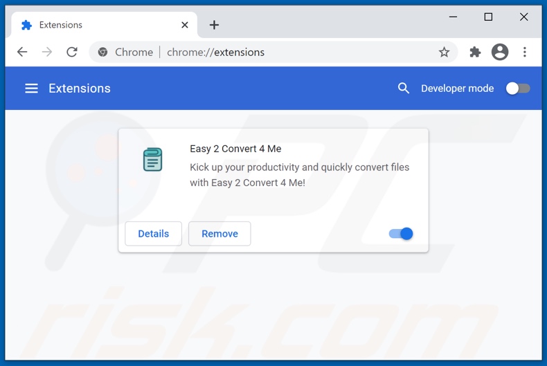 Rimozione di Easy 2 Convert 4 Me ads da Google Chrome step 2
