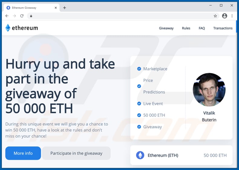 Ethereum Giveaway scam truffa